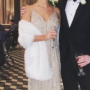 ADRIANNA PAPELL PLATINUM DRESS